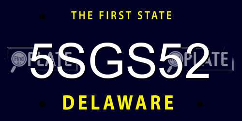 5SGS52 Delaware License Plate