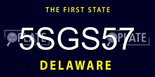 5SGS57 Delaware License Plate
