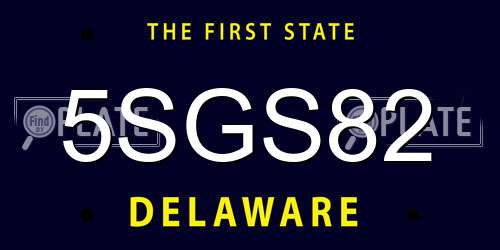 5SGS82 Delaware License Plate