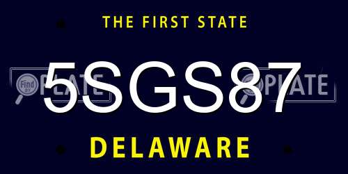 5SGS87 Delaware License Plate