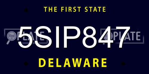 5SIP847 Delaware License Plate