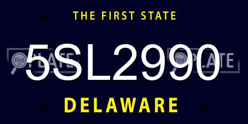 5SL2990 Delaware License Plate