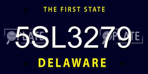 5SL3279 Delaware License Plate