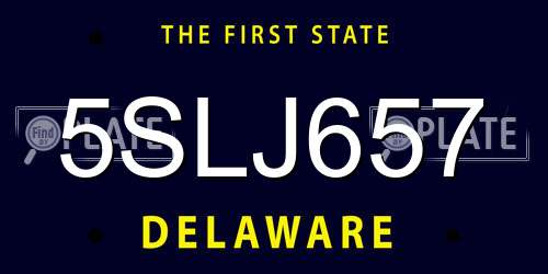 5SLJ657 Delaware License Plate