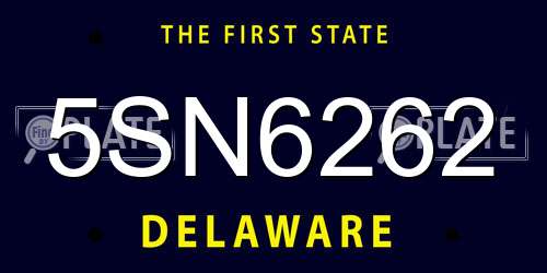 5SN6262 Delaware License Plate