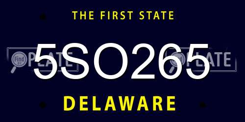 5SO265 Delaware License Plate