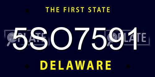 5SO7591 Delaware License Plate