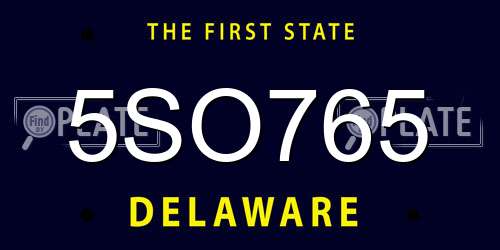 5SO765 Delaware License Plate