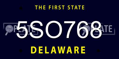 5SO768 Delaware License Plate