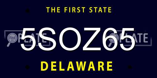 5SOZ65 Delaware License Plate