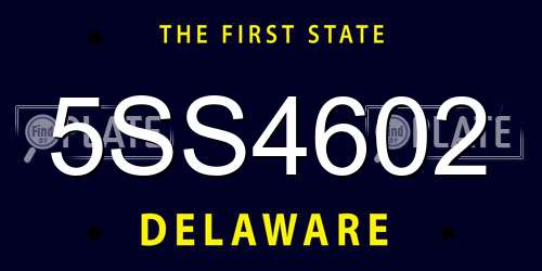 5SS4602 Delaware License Plate
