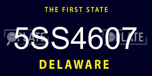 5SS4607 Delaware License Plate