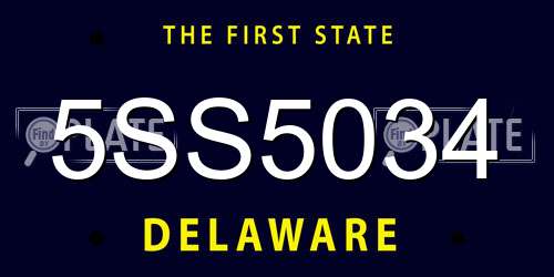 5SS5034 Delaware License Plate