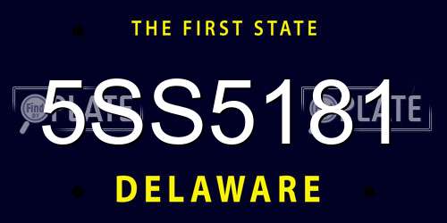 5SS5181 Delaware License Plate