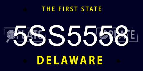 5SS5558 Delaware License Plate