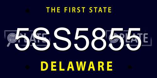5SS5855 Delaware License Plate