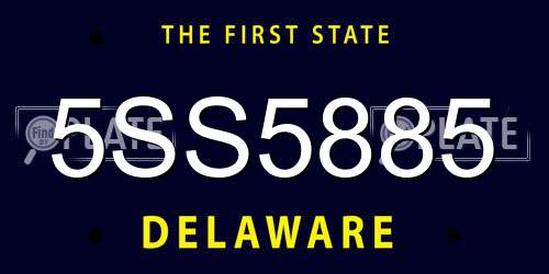 5SS5885 Delaware License Plate