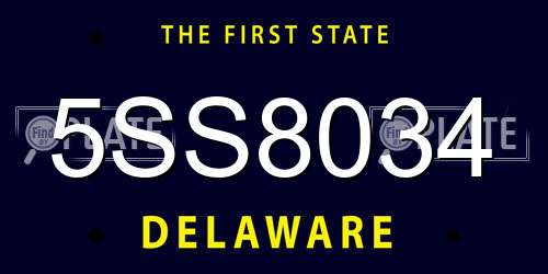 5SS8034 Delaware License Plate
