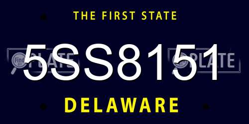 5SS8151 Delaware License Plate