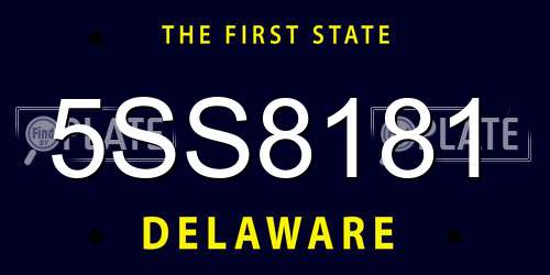 5SS8181 Delaware License Plate