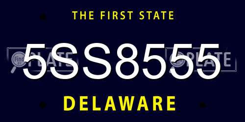 5SS8555 Delaware License Plate