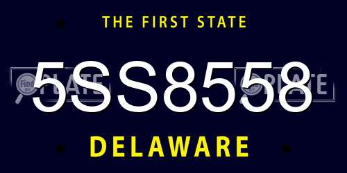 5SS8558 Delaware License Plate