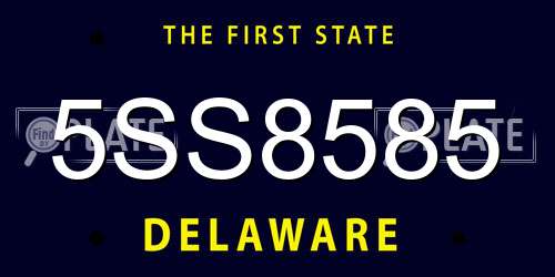 5SS8585 Delaware License Plate