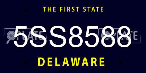 5SS8588 Delaware License Plate