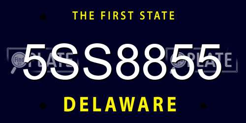 5SS8855 Delaware License Plate