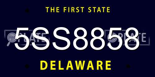 5SS8858 Delaware License Plate