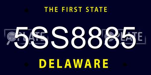 5SS8885 Delaware License Plate