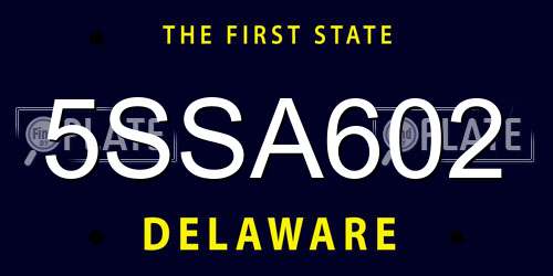 5SSA602 Delaware License Plate