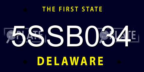 5SSB034 Delaware License Plate