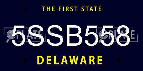 5SSB558 Delaware License Plate
