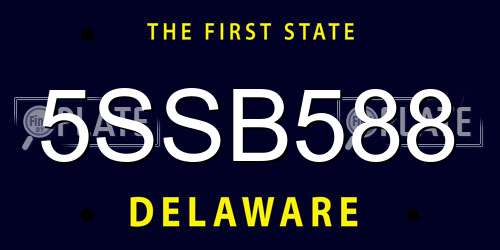 5SSB588 Delaware License Plate