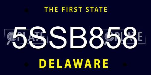 5SSB858 Delaware License Plate