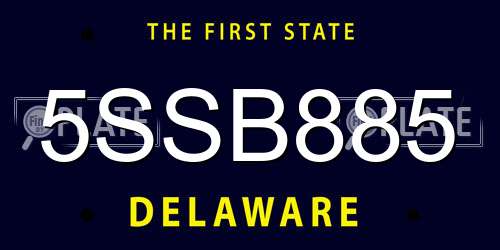 5SSB885 Delaware License Plate