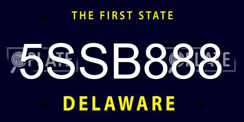 5SSB888 Delaware License Plate