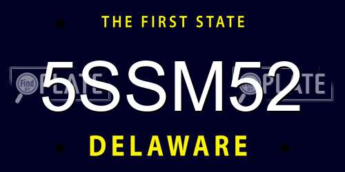 5SSM52 Delaware License Plate