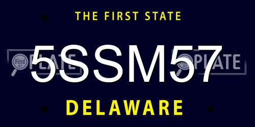 5SSM57 Delaware License Plate