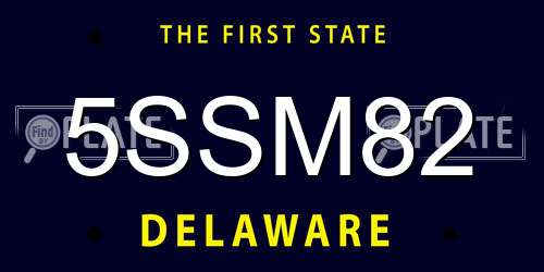 5SSM82 Delaware License Plate