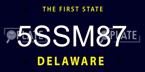 5SSM87 Delaware License Plate