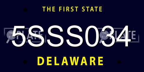 5SSS034 Delaware License Plate