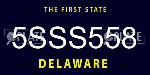 5SSS558 Delaware License Plate