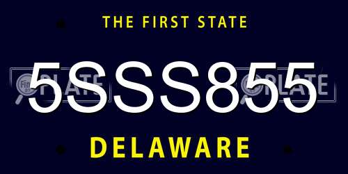 5SSS855 Delaware License Plate
