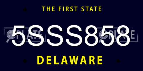 5SSS858 Delaware License Plate