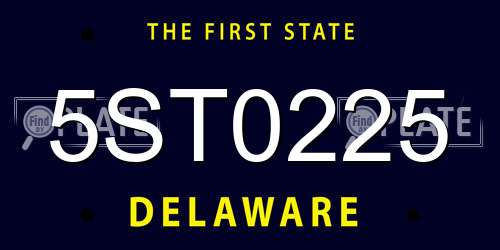 5ST0225 Delaware License Plate