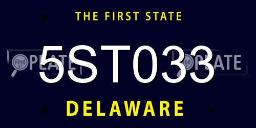 5ST033 Delaware License Plate