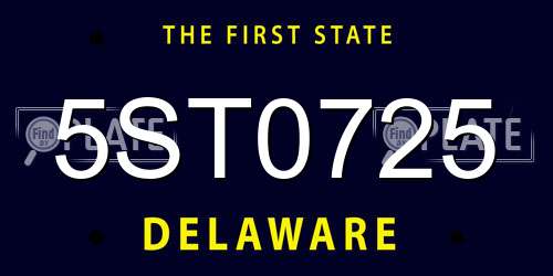 5ST0725 Delaware License Plate