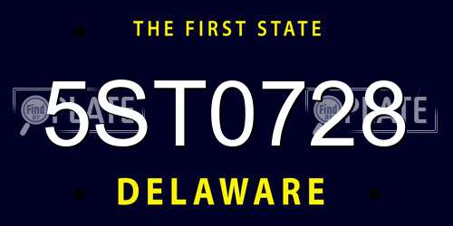 5ST0728 Delaware License Plate